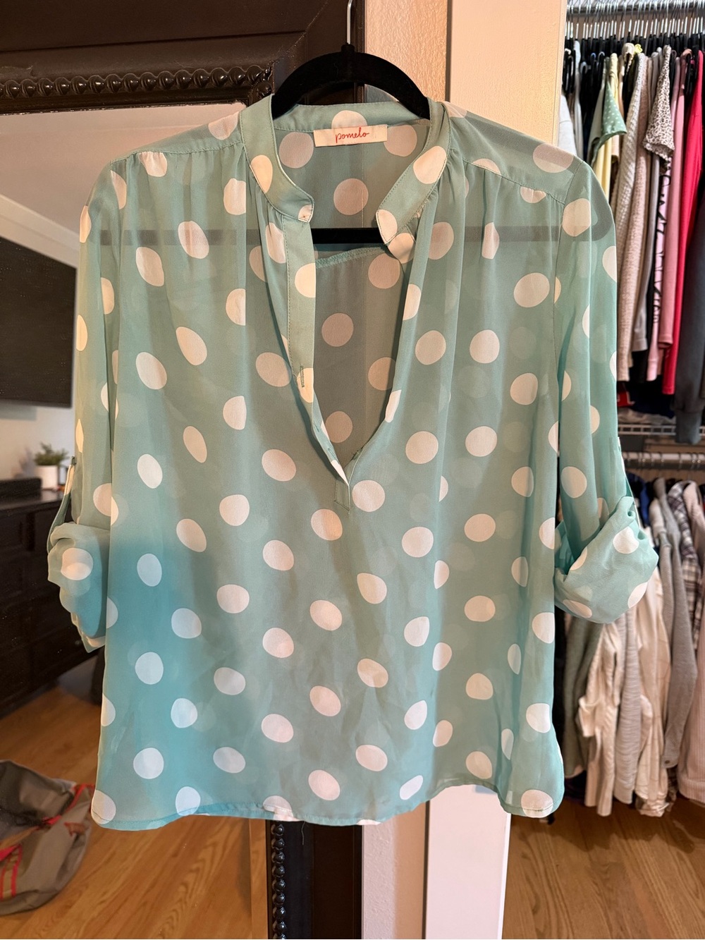 Pomelo Mint Green Polka Dot Blouse
